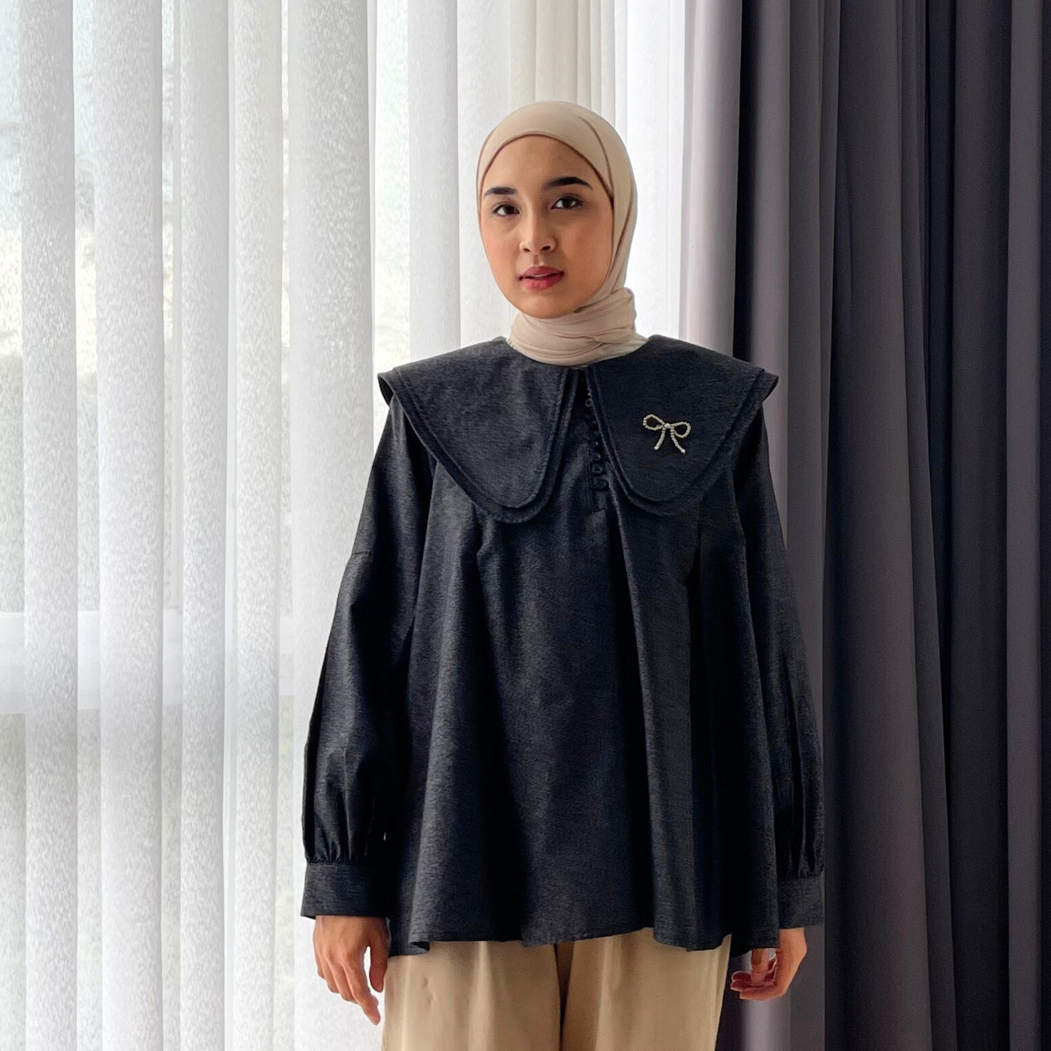 Image of Eclemix Top Numa | Atasan Wanita Blouse Kerah Tumpuk